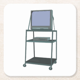 Dessous-de-verre Carré En Papier TV et chariot VCR Classe 80s 90s Funny School