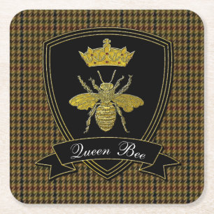 Dessous-de-verre Carré En Papier Tweed de reine des abeilles votre texte