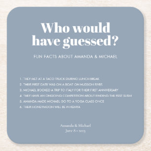 Dessous-de-verre Carré En Papier Typographie moderne Dusty Bleu Mariage Fun Faits