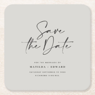 Dessous-de-verre Carré En Papier Typographiy wedding announcement