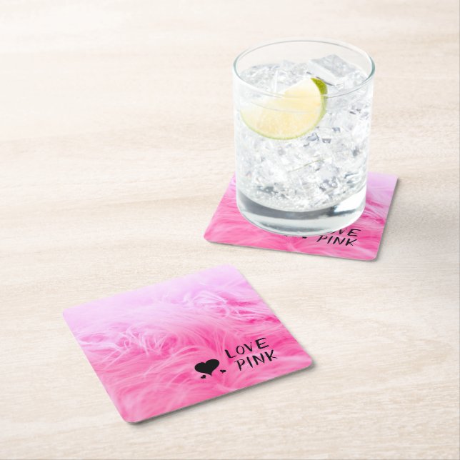 Dessous-de-verre Carré En Papier Ultime fourrure Faux Rose Chaud (En situation)