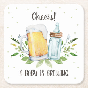 Dessous-de-verre Carré En Papier Un bébé prépare de la verdure à la fête de bébé mi