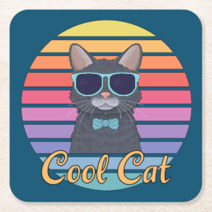 Dessous-de-verre Carré En Papier Un chat Cool