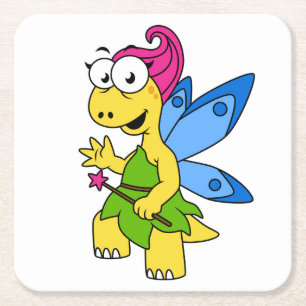 Dessous-de-verre Carré En Papier Un Dessin Fairysaur Dinosaur.