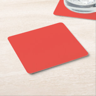 Dessous-de-verre Carré En Papier un fond rouge avec une bordure blanche