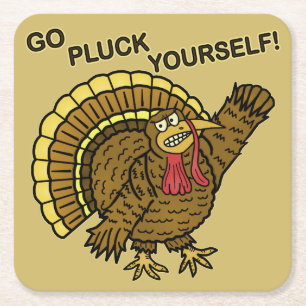 Dessous-de-verre Carré En Papier Un jeu de mots amusant sur la Turquie de Thanksgiv