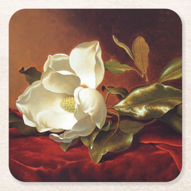 Dessous-de-verre Carré En Papier Un Magnolia sur Red Velvet (Devant)