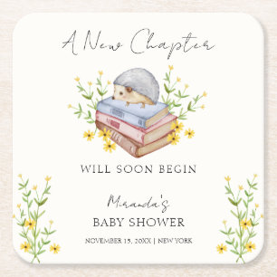 Dessous-de-verre Carré En Papier Un nouveau chapitre commence le Baby shower de hér