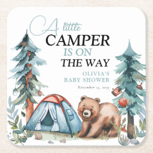 Dessous-de-verre Carré En Papier Un Petit Baby shower De La Forêt De Camper