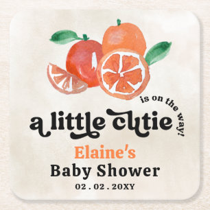 Dessous-de-verre Carré En Papier Un Petit Cutie Se Trouve Sur Le Chemin Du Baby sho