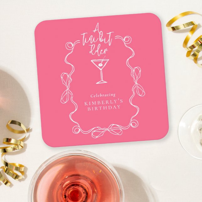 Dessous-de-verre Carré En Papier Un Petit Peu Plus Vieille Main Tirée Rose Annivers (Créateur téléchargé)