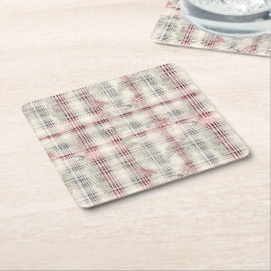 Dessous-de-verre Carré En Papier Un Tartan de Noël Floral Design série #13