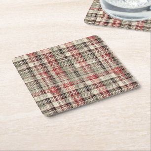 Dessous-de-verre Carré En Papier Un Tartan de Noël Floral Design Series #2