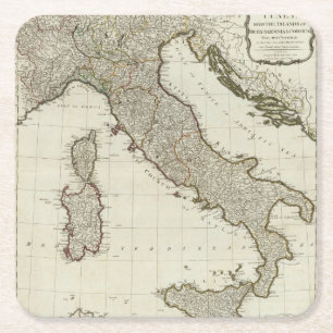 Dessous-de-verre Carré En Papier Une nouvelle carte de l'Italie avec les îles de la