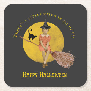 Dessous-de-verre Carré En Papier Une Petite Sorcière En Nous Tous Halloween