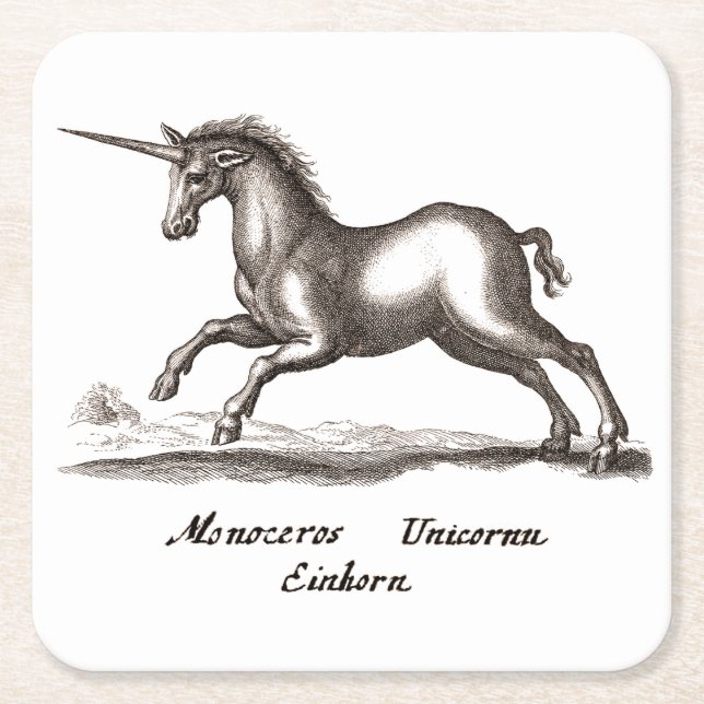 Dessous-de-verre Carré En Papier Unicorn Classic Running Magic Woodland Créature (Devant)