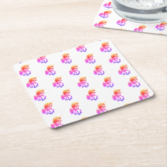 Dessous-de-verre Carré En Papier Unicorn Neon (Incliné)