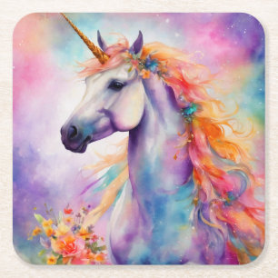 Dessous-de-verre Carré En Papier Unicorne couleur Pastel