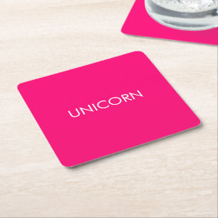 Dessous-de-verre Carré En Papier "Unicorne" minimaliste rose chaud fuchsia blanc pe