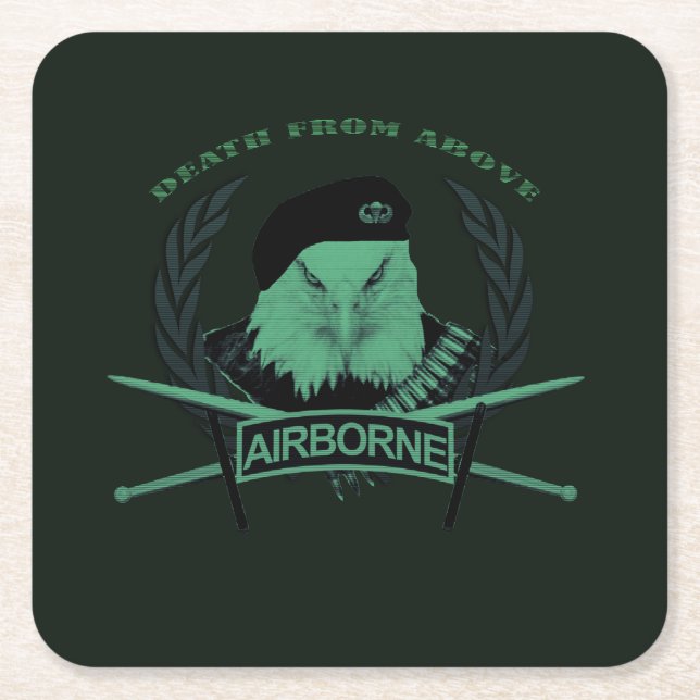 Dessous-de-verre Carré En Papier Unités aéroportées style militaire (Devant)