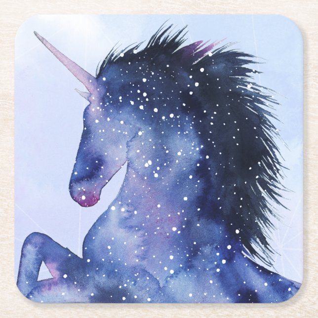 Dessous-de-verre Carré En Papier Univers Unicorne - Cosmique (Devant)