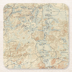 Dessous-de-verre Carré En Papier Upper Saranac Lake Détail de l'ancienne carte topo
