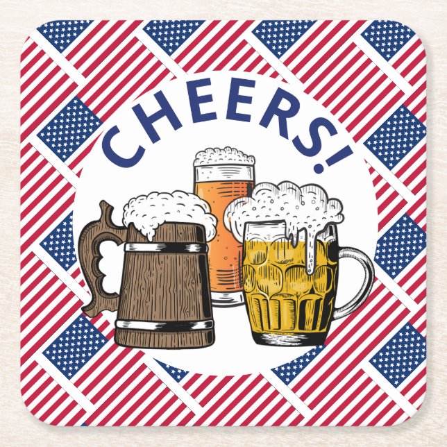 Dessous-de-verre Carré En Papier USA FLAG American Beer (Devant)