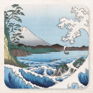 Dessous-de-verre Carré En Papier Utagawa Hiroshige - Mer au large de Satta, provinc