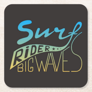 Dessous-de-verre Carré En Papier Vagues de cavalier de surf grandes