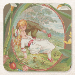 Dessous-de-verre Carré En Papier Valentine Innocente Vintage, Kate Greenway