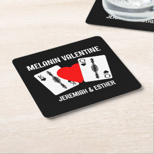 Dessous-de-verre Carré En Papier Valentine MELANIN QUEEN KING CARTES DE JEU Couples