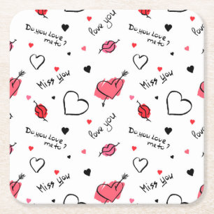 Dessous-de-verre Carré En Papier Valentine's Hearts Arrow sans couture