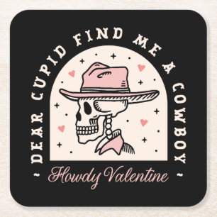 Dessous-de-verre Carré En Papier Valentines Jour cowboy foncé romance gothique noir