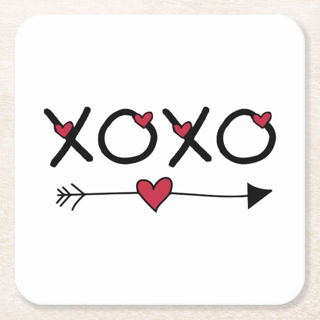 Dessous-de-verre Carré En Papier Valentines XOXO (Devant)
