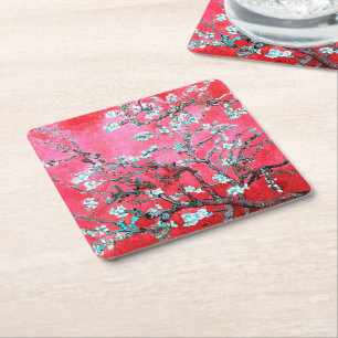 Dessous-de-verre Carré En Papier Van Gogh Almond Blossoms Rouge bleu