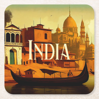 Dessous-de-verre Carré En Papier Varanasi peinture indienne