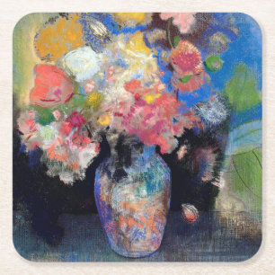 Dessous-de-verre Carré En Papier Vase de fleurs, Redon