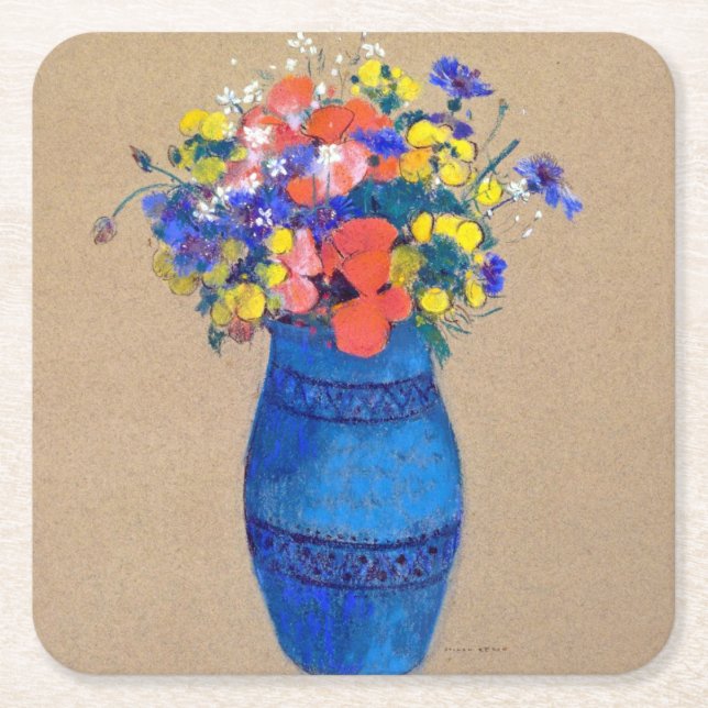 Dessous-de-verre Carré En Papier Vase de fleurs, Redon (Devant)