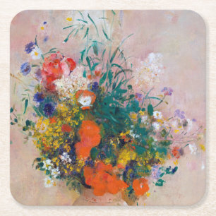 Dessous-de-verre Carré En Papier Vase de fleurs, Redon