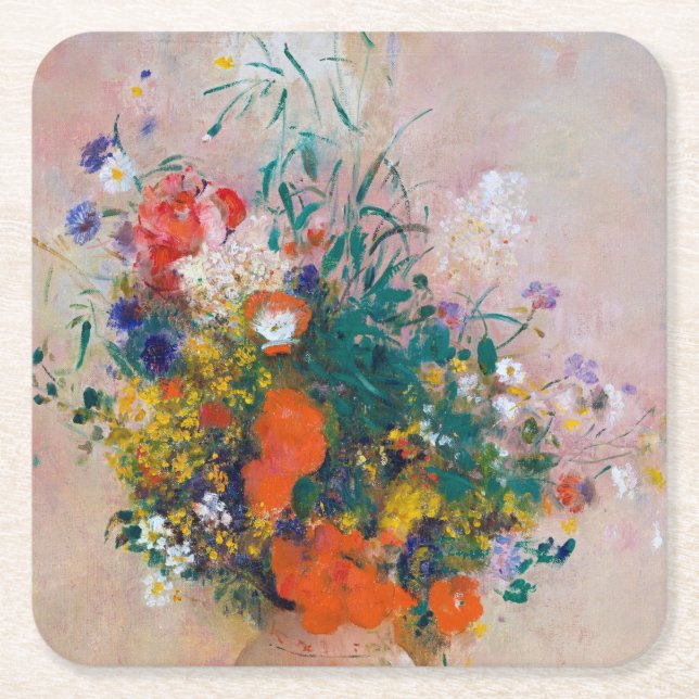 Dessous-de-verre Carré En Papier Vase de fleurs, Redon (Devant)