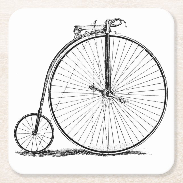 Dessous-de-verre Carré En Papier Vélo à grande roue Penny Farthing (Devant)