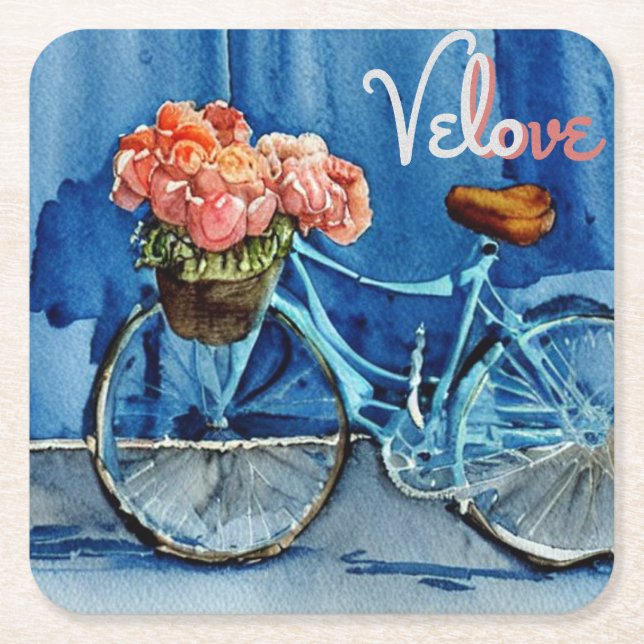 Dessous-de-verre Carré En Papier Velo Love Cycling (Devant)