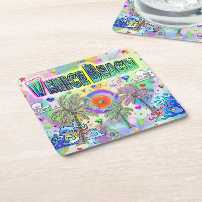 Dessous-de-verre Carré En Papier Venice Beach Deep Dream Dessous de verre (Incliné)