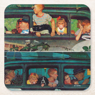 Dessous-de-verre Carré En Papier Venir et partir par Norman Rockwell