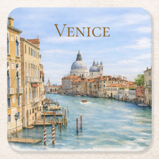 Dessous-de-verre Carré En Papier Venise Grand Canal Aquarelle