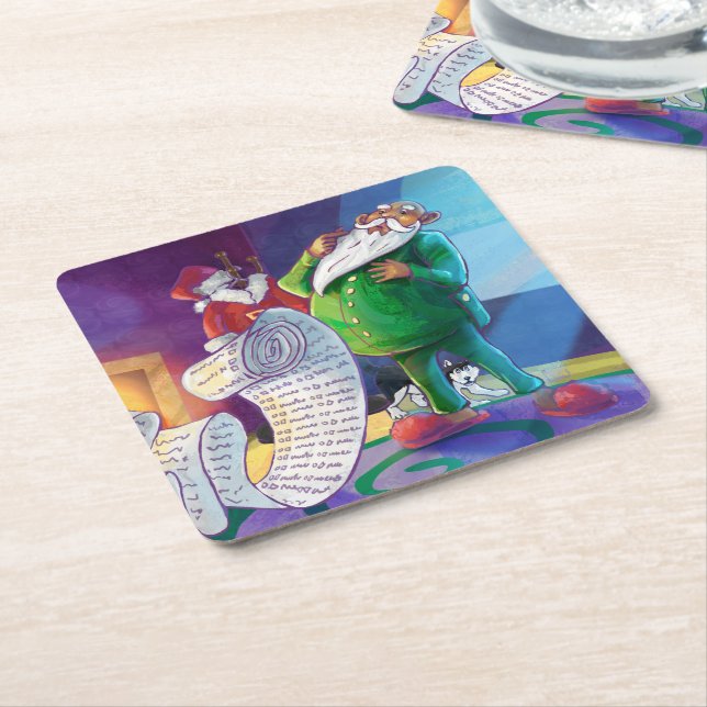 Dessous-de-verre Carré En Papier Vérifier la peinture double (Incliné)