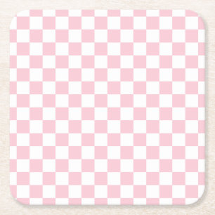 Dessous-de-verre Carré En Papier Vérifier le Motif de tableau de bord rose et blan