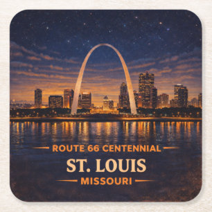 Dessous-de-verre Carré En Papier Verre à bière de la Route 66 de St Louis Nuit Skyl