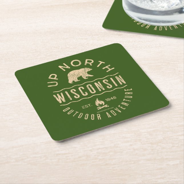 Dessous-de-verre Carré En Papier Vers le nord du Wisconsin (Incliné)