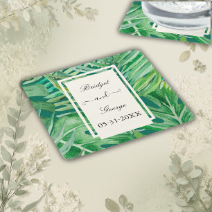 Dessous-de-verre Carré En Papier vert émeraude mariage tropical